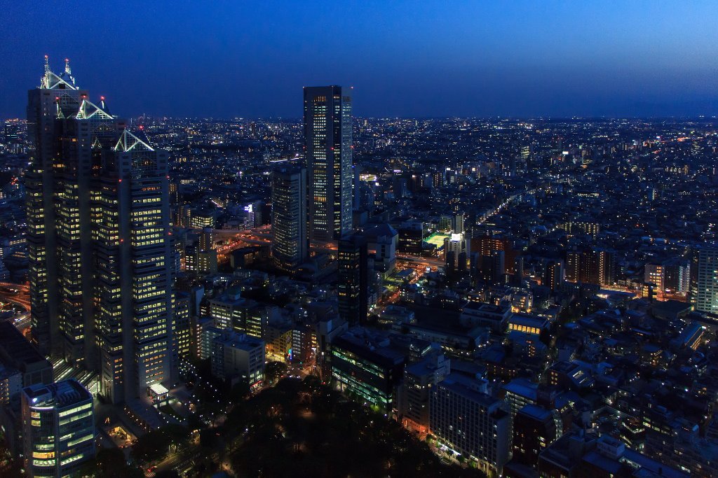 34-Tokyo from the top of the Tokyo Metropolitan Government Building at sunset.jpg